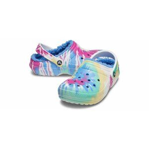 Crocs Girls' Multi-Colored Classic Lined Hippy Summer Tie-Dye Clogs Size US J1
